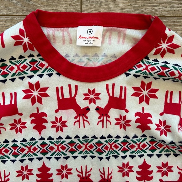 Hanna Andersson Adults Reindeer Faire Isle Pajama Top Sz Medium Long Sleeve - Picture 2 of 7